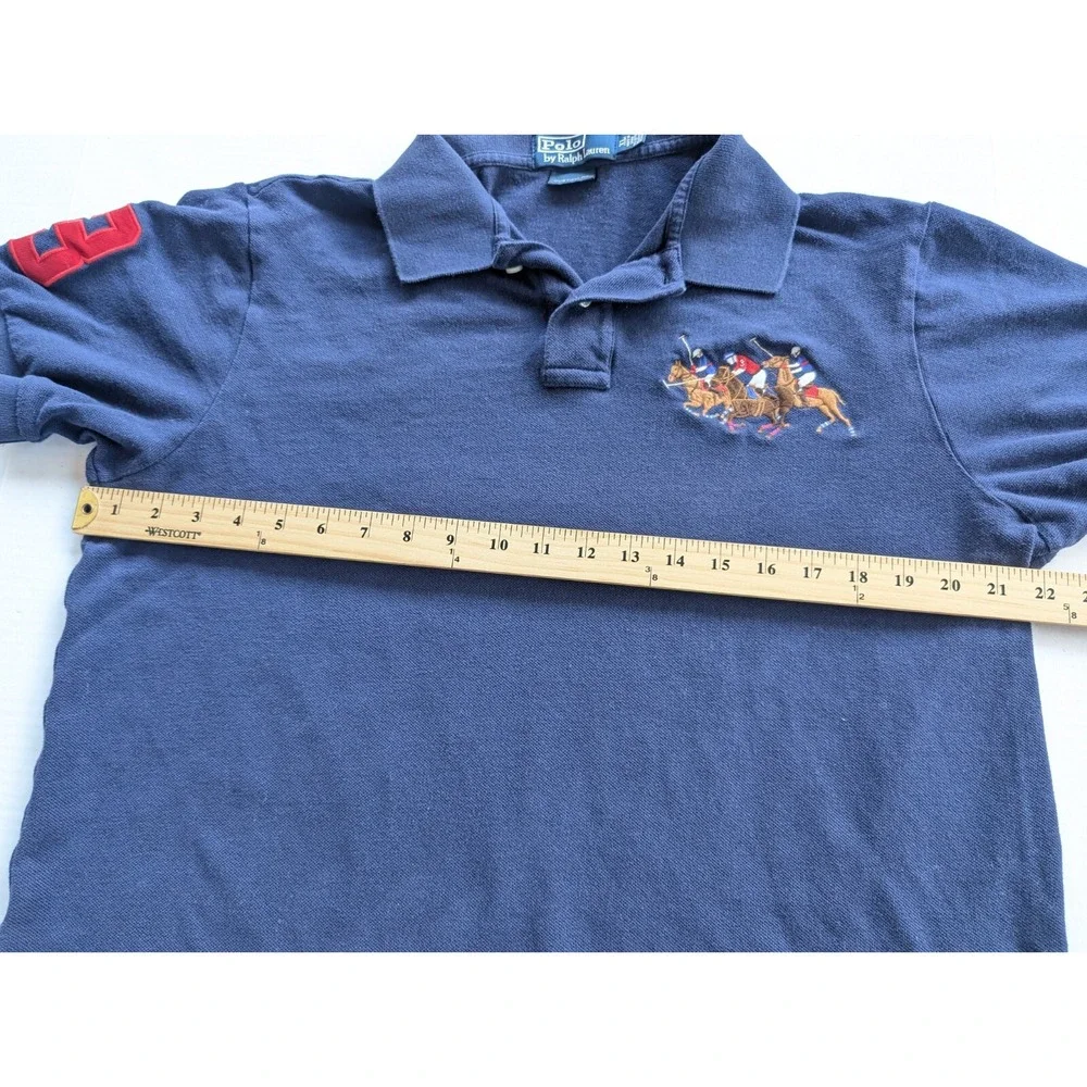 Ralph‎ Lauren Polo Mens XL Custom Fit Triple Pony Navy Blue Short Sleeve